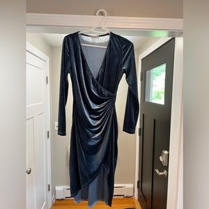 Adorable Wrap V Neck Long Sleeve Split Wrap Velvet Elegant Bodycon Cocktail